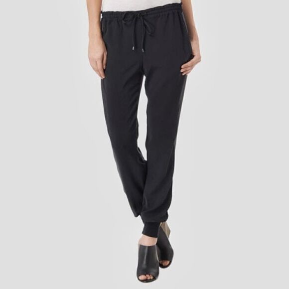 Euc Vince dressy silk joggers with leather stripe size small - Picture 1 of 5